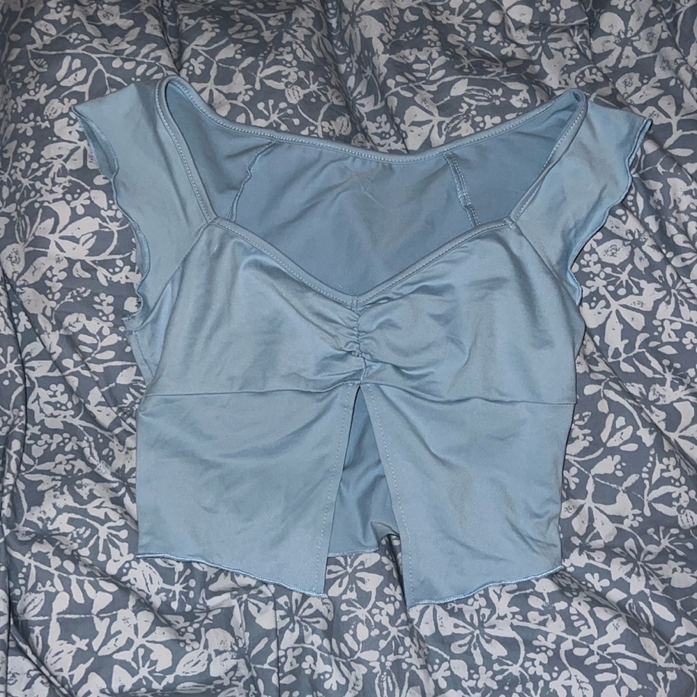 Blue split crop top